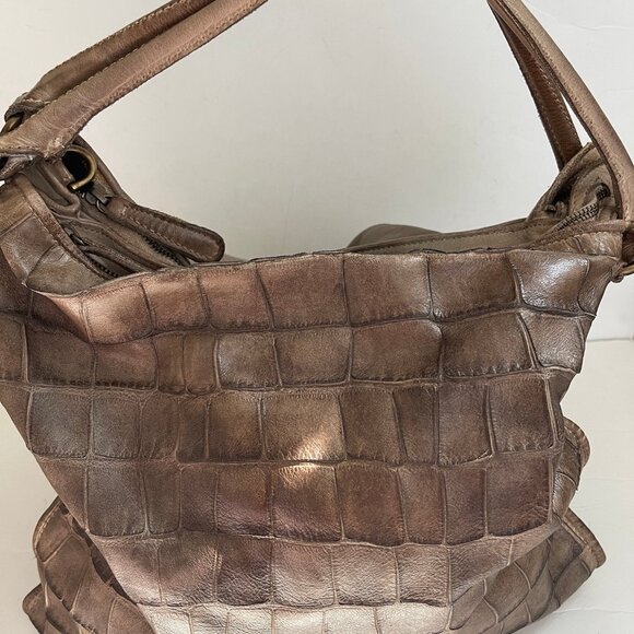 REPTILE's HOUSE Large Brown Faux Crocodile Leather Shoulder Bag: NWOT! - Picture 4 of 9